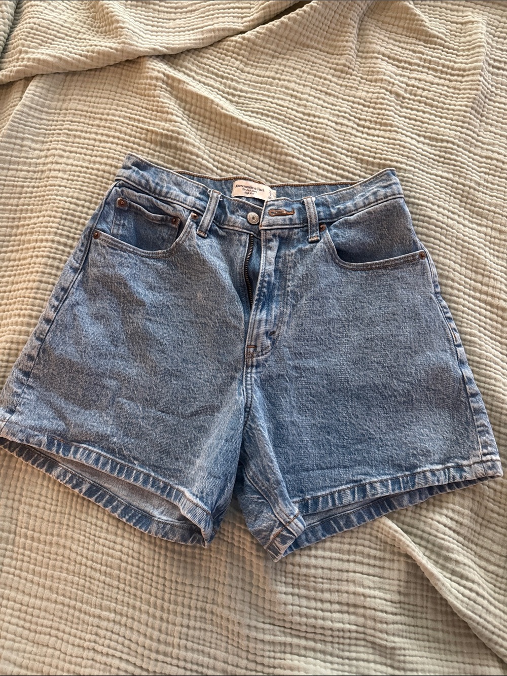 Abercrombie & Fitch Light Blue High-Rise Denim Shorts